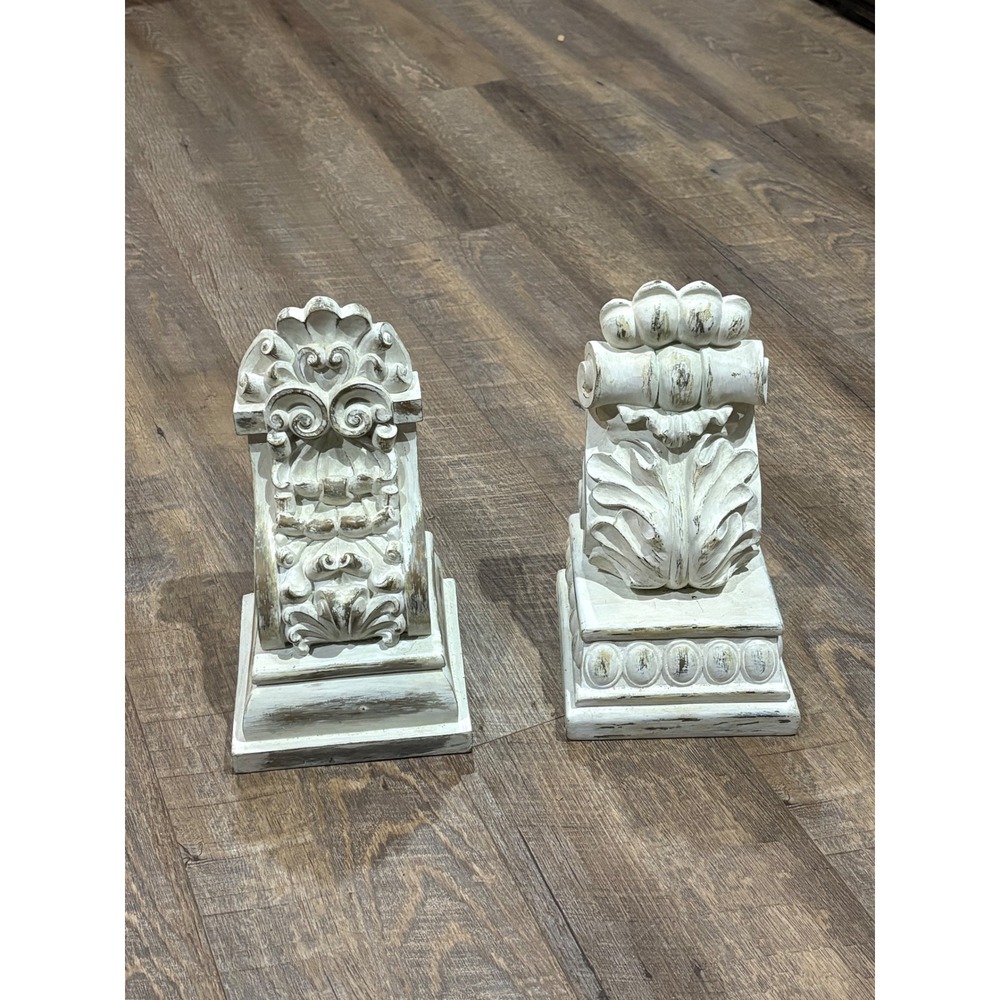 Ornate Decorative Corbels Architectural Brackets Acanthus Scroll Set 2 White